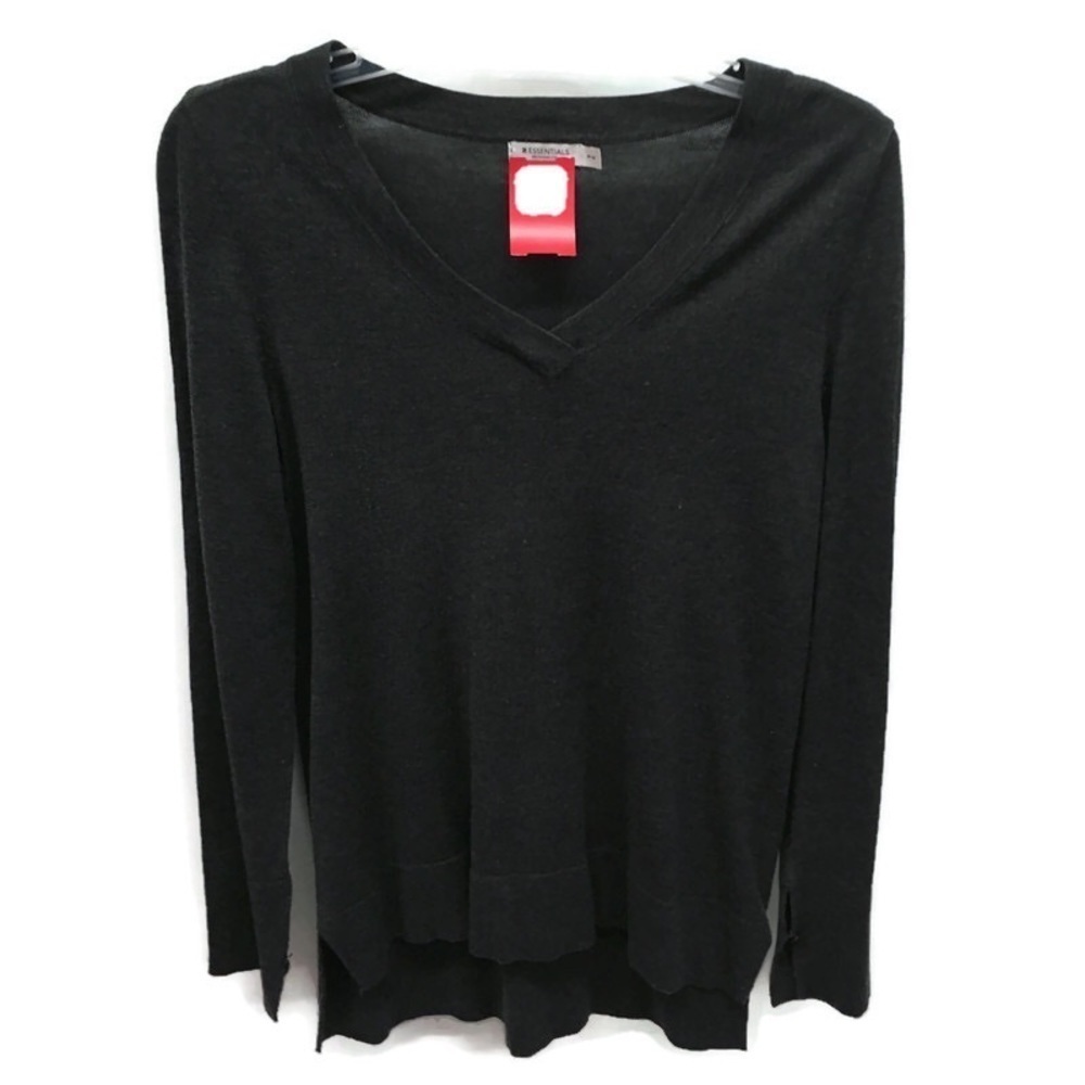 R Essentials charcoal hi-lo lightweight sweater